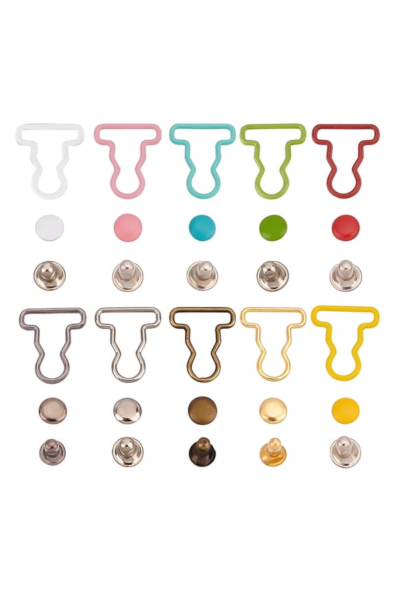 100 Sets 10 Colors Mini Overall Buckles Decorative Mini Alloy Buckles Studs Perfect for DIY Crafts