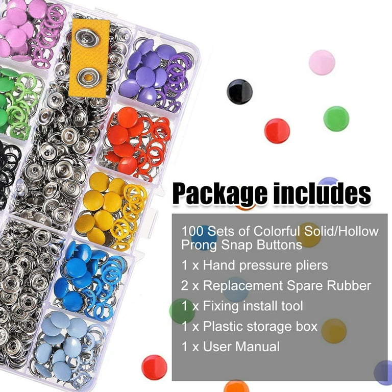 Metal Snaps Buttons with Fastener Pliers Tool Kit Five Claw Buckle Set  Sewing