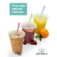 thumbnail image 1 of [100 Sets - 16 oz] Clear Plastic Cups with Lids Disposable Iced Coffee Tea Juice Frozen Smoothie, 1 of 9