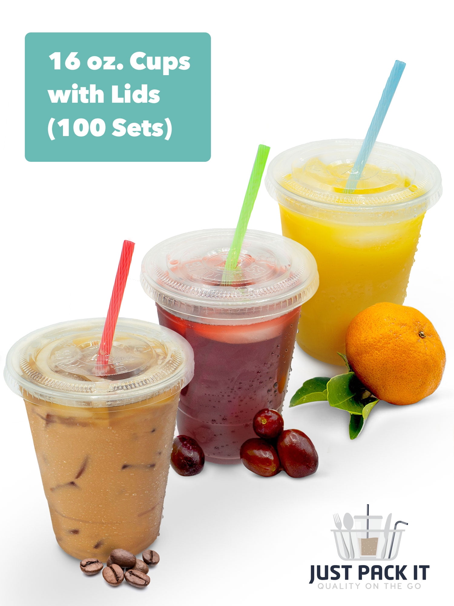 50-Pack 32oz Clear Plastic Cups With Lids – Perfect For Iced Coffee, Smoothies & Parties