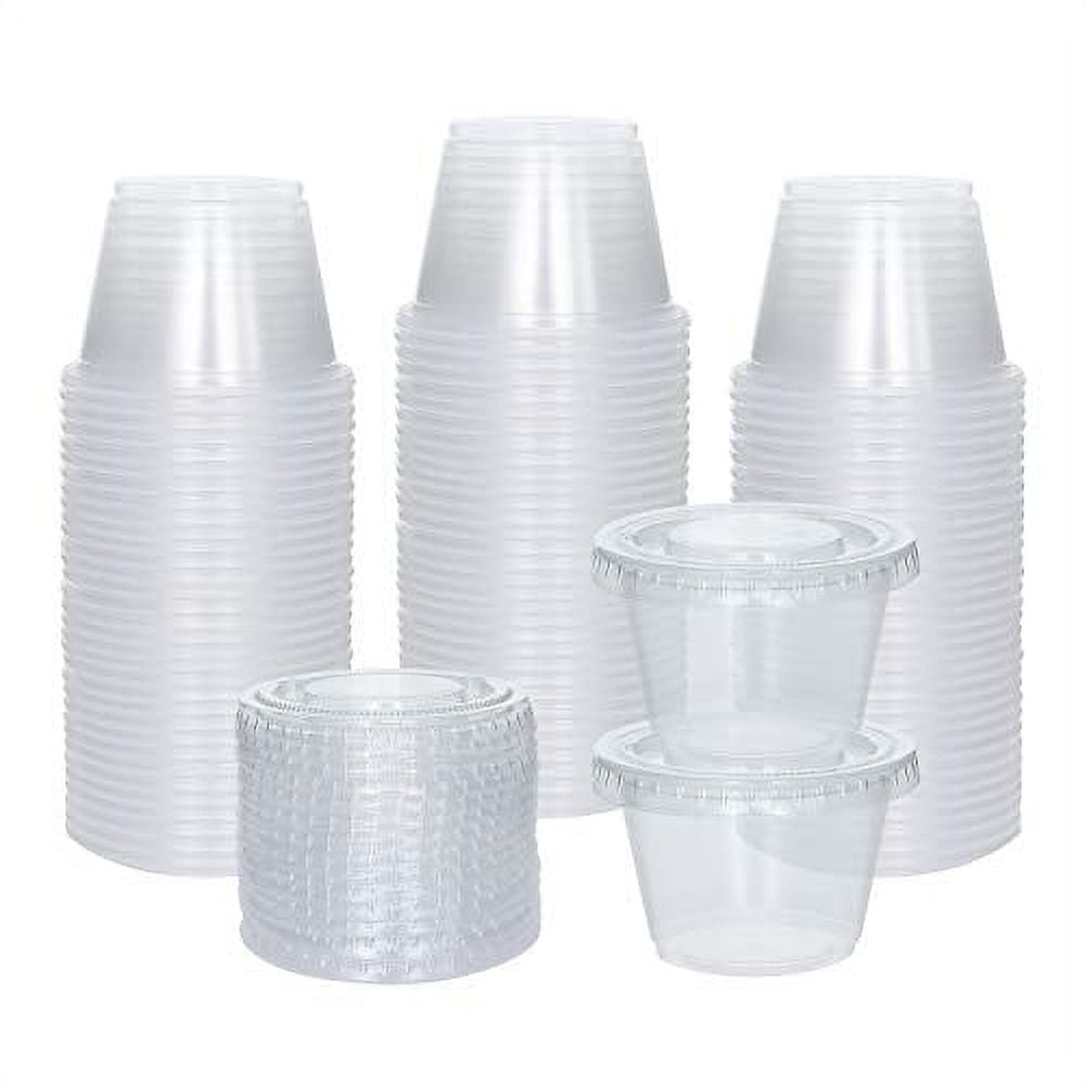 [100 Sets] 2.5 oz Small Plastic Containers with Lids, Jello Shot Cups