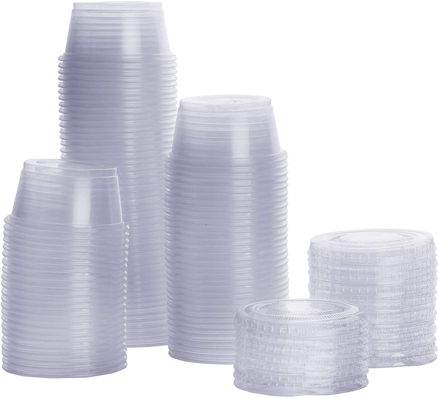 [100 Sets - 2 oz.] Plastic Portion Cups With Lids, Souffle Cups, Jello Shot Cups