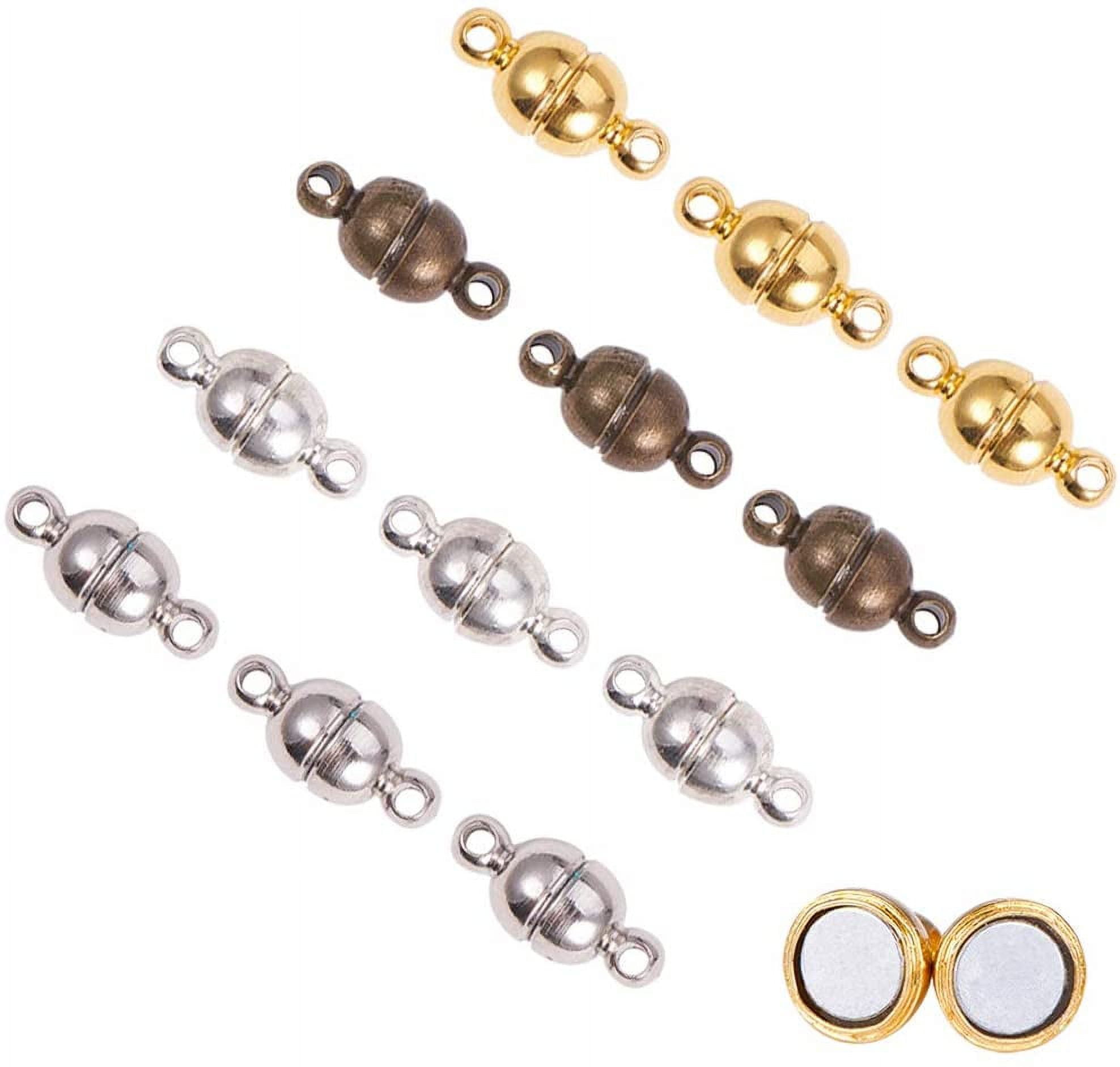 100 Sets 4 Color Round Brass Magnetic Clasps Magnet Converter for Bracelet Necklace Making (Antique Bronze Platinum Silver Golden) Colorful