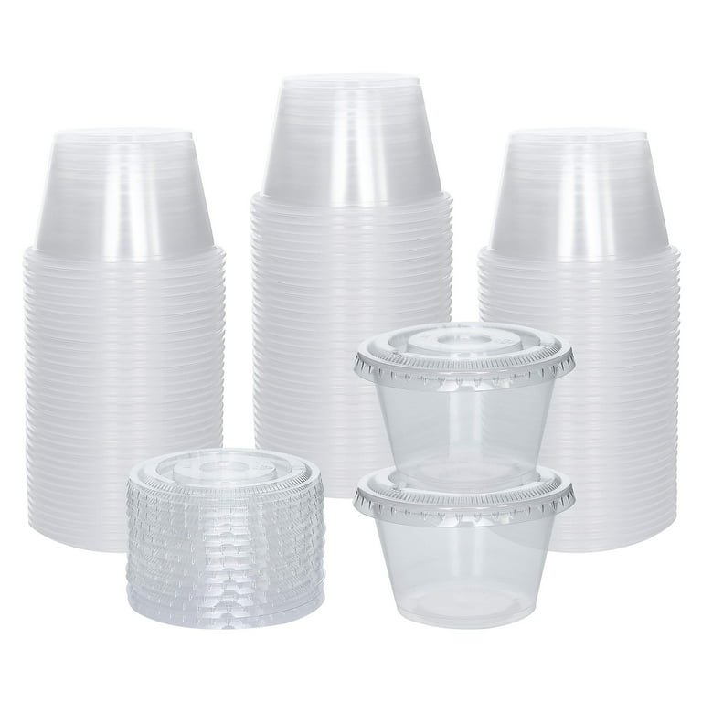 100 Sets - 2 Oz, Black Plastic Portion Cups, Jello Shot Cups
