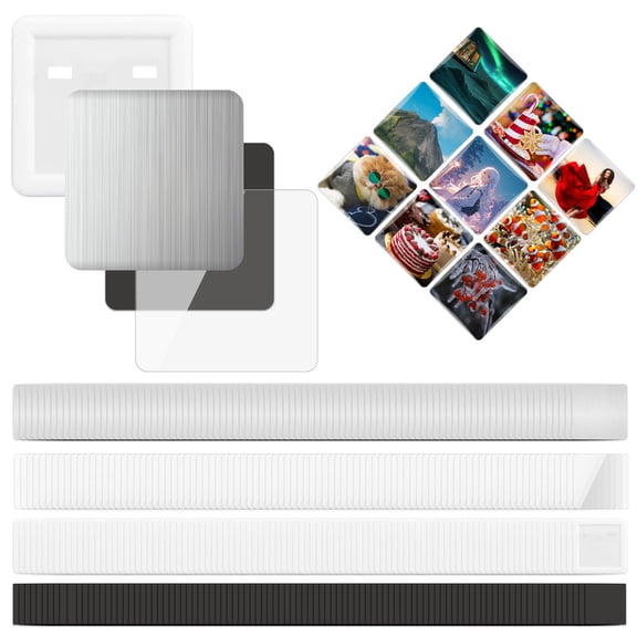 100 Sets 50mm/1.97in Square Button Parts Fridge Magnet Making Supplies for Button Maker Machine