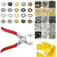 thumbnail image 1 of 100 Sets 9.5mm Metal Snaps Buttons with Fastener Pliers Press Tool Kit Perfect for Baby Crafts Clothes Hats and Sewing, Snap Button Fasteners Kit for Baby Clothing Sewing, 1 of 6