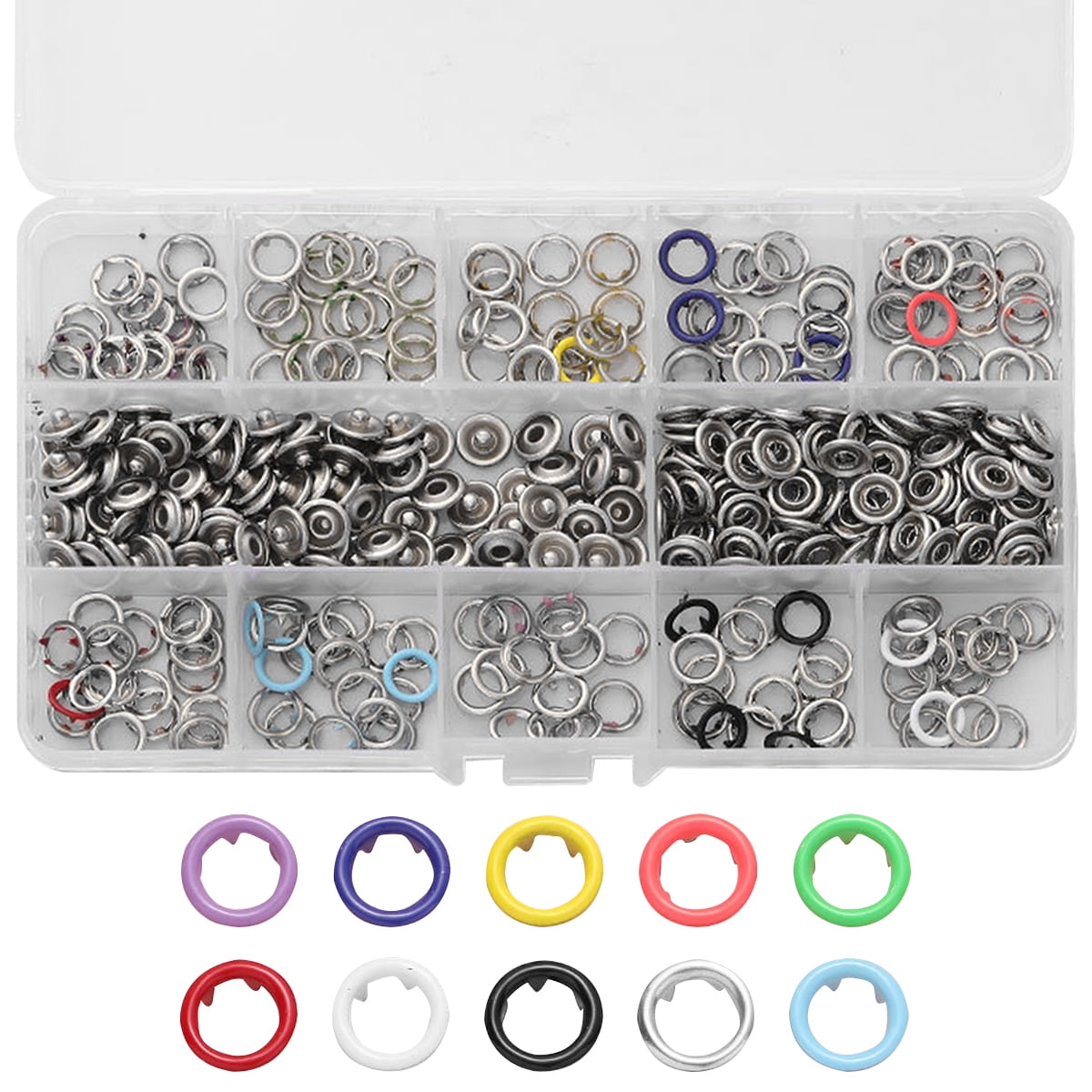 9.5 mm Capped Snap Fastener Baby Dress, Shirt Silver Press Studs 100 Sets