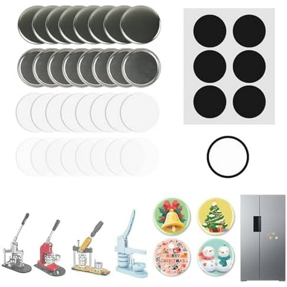 100 Sets Button Maker Supplies for Fridge Magnet Maker Machine 58mm/2.25 inch, Including Metal Cover, Metal Back Cover, Clear Film, Blank Paper, Soft Magnet and Gasket$$Home Decor, Kitchen, & Other