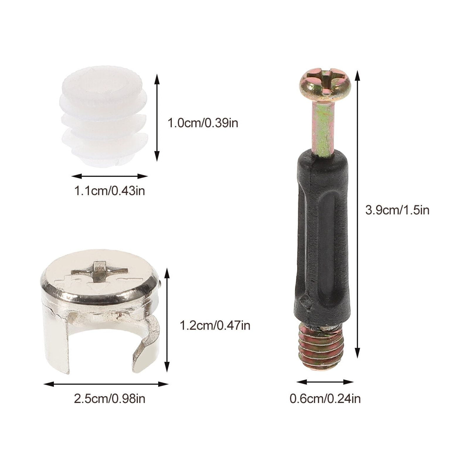 100 Sets Cam Fitting Dowel Preinserted Nuts Furniture Barrel Nuts for