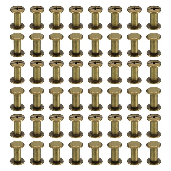 100 Sets Chicago Screws, M5x12mm Brass Plated Chicago Screw Phillips Binding Post Screw Rivets for Leather, Brown