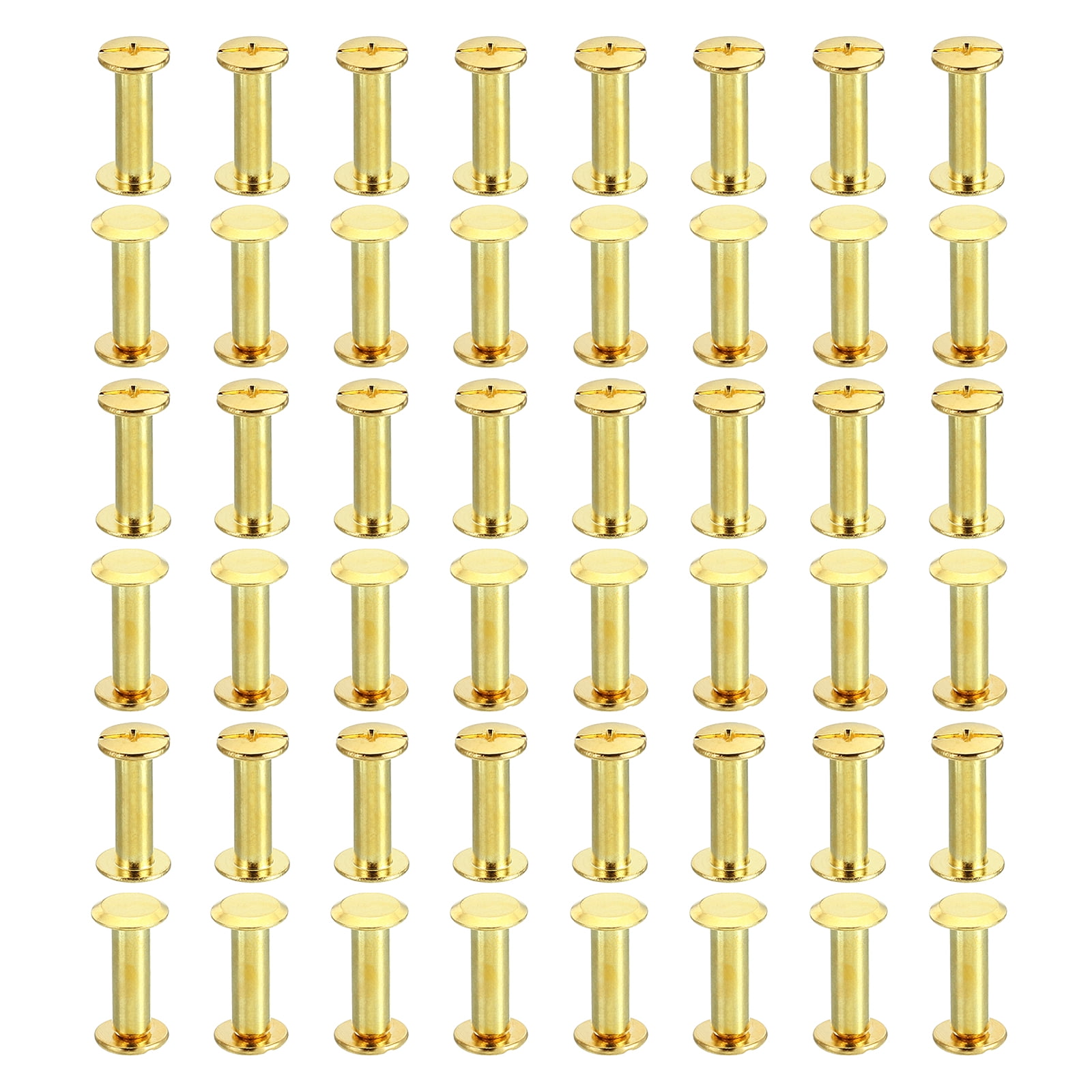 100 Sets Chicago Screws, M5x18mm Brass Plated Chicago Screw Phillips Binding Post Screw Rivets for Leather, Golden