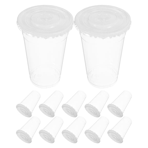 Toyandona 100Pcs Transparent Disposable Milk Tea Cups with Lids Wide Mouth for Cold Drinks
