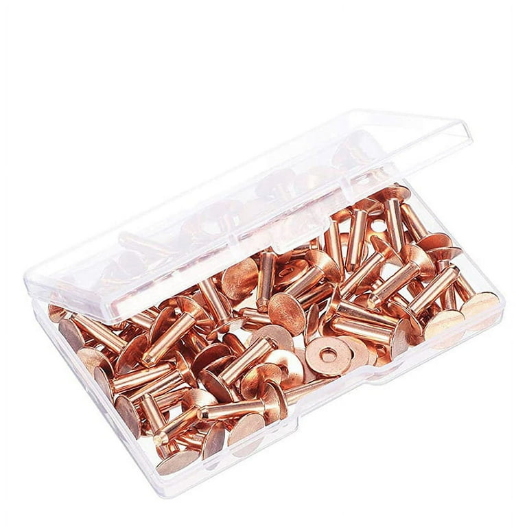 100 Sets Copper Rivets and Burrs Washers Leather Copper Rivet