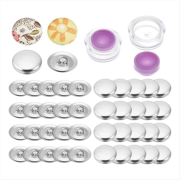 100 Sets Cover Button Kit with Tools,Fabric Button Making Kit,Fabric Cloth Covered Flat Back Buttons Maker,A