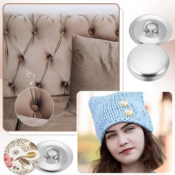 100 Sets Cover Button Kit with Tools,Fabric Button Making Kit,Fabric Cloth Covered Flat Back Buttons Maker,A