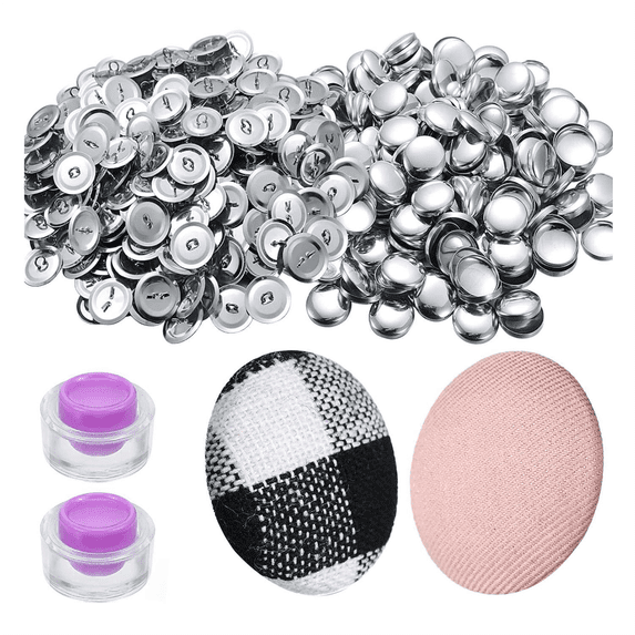 100 Sets Cover Buttons Kit with Tools Size to Self DIY Fabric Cloth 0.59 Inch