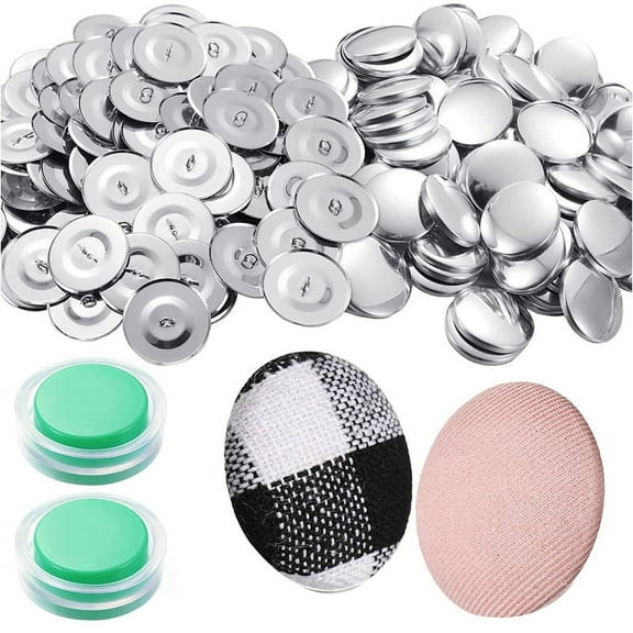 100 Sets Cover Buttons Kit with Tools Size Buttons to Cover Self Cover Buttons DIY Fabric Cloth Cover Buttons 1.1 Inch
