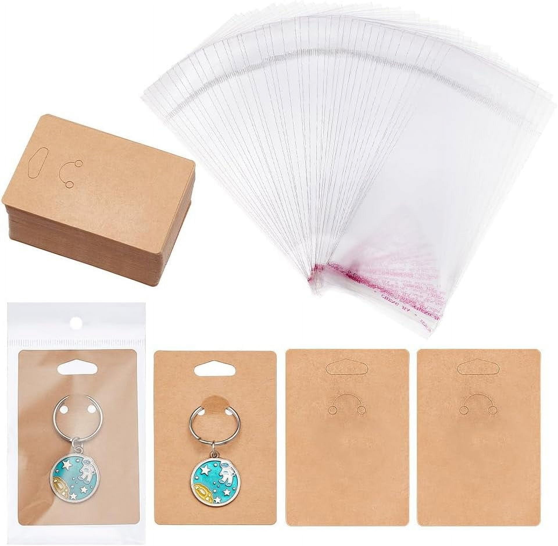 100 Sets Keychain Display Cards with Self-Sealing Bags 3.54x2.36inch ...
