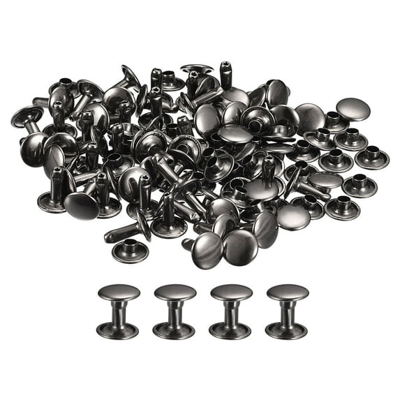 100 Sets Leather Rivets 10x10mm Double Cap Rivets Gun-black