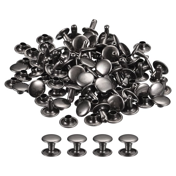 100 Sets Leather Rivets 10x8mm Double Cap Rivets Gun-black
