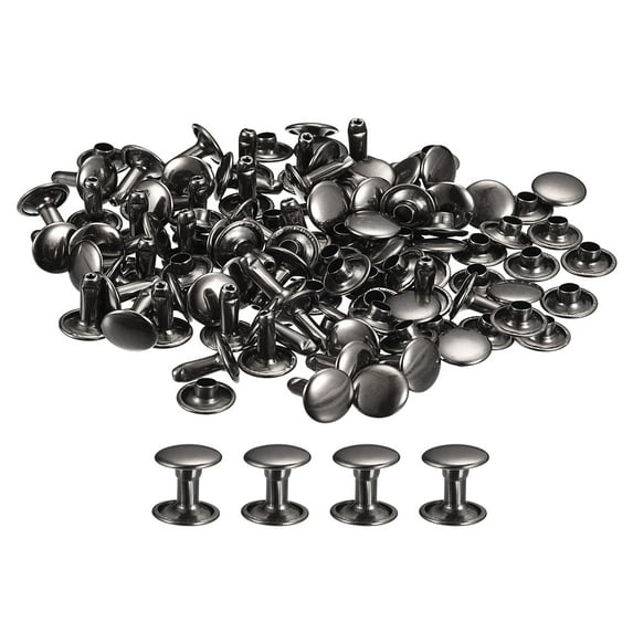 100 Sets Leather Rivets 12x12mm Double Cap Rivets Gun-black