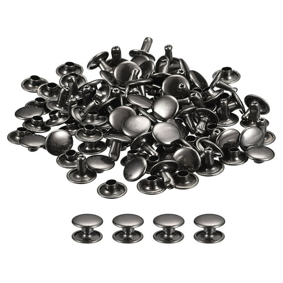 100 Sets Leather Rivets 12x8mm Double Cap Rivets Gun-black