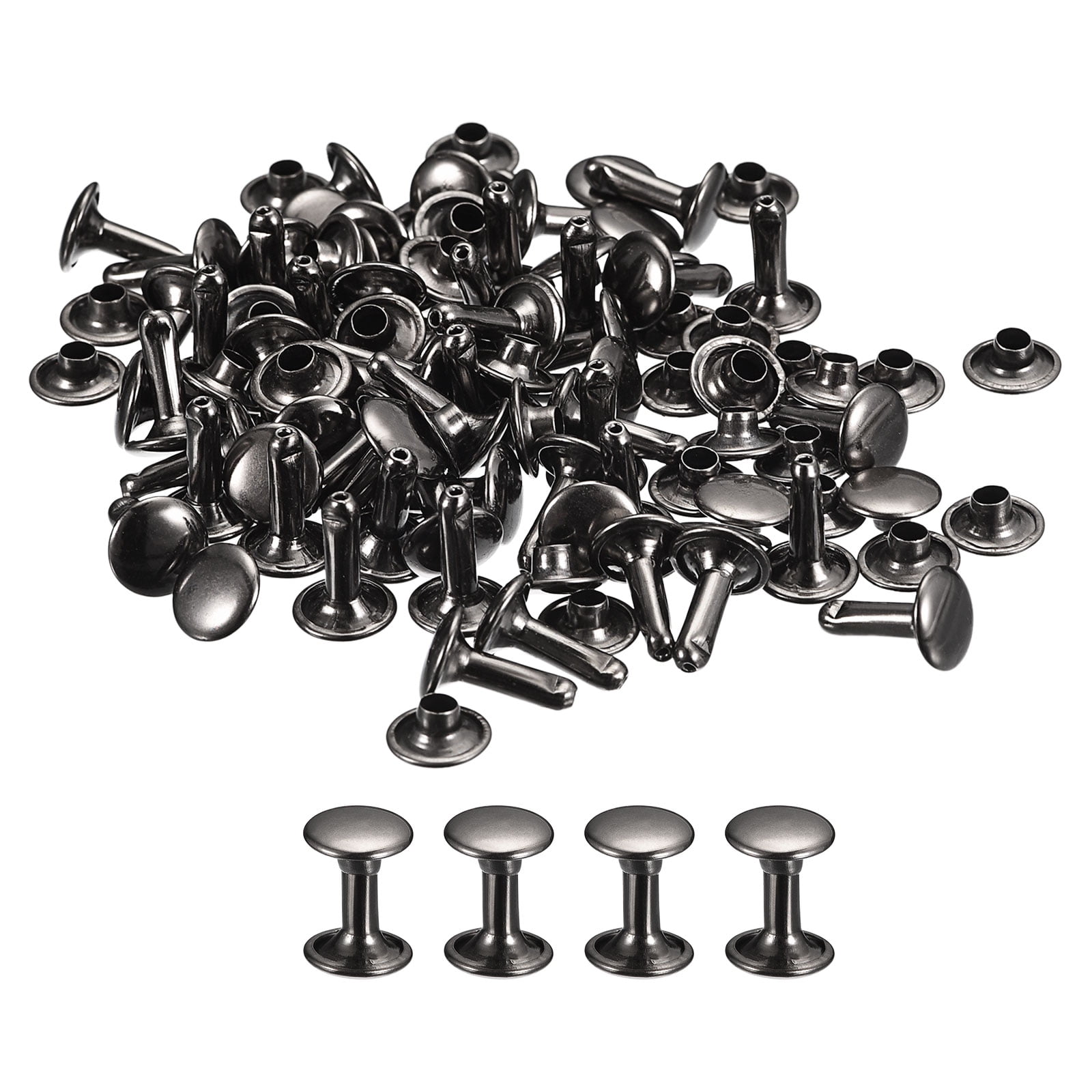 100 Sets Leather Rivets 7x10mm Double Cap Rivets Gun-black - Walmart.com