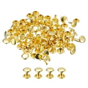 100 Sets Leather Rivets 7x8mm Double Cap Rivets Gold Tone