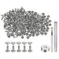 thumbnail image 1 of 100 Sets Leather Rivets 8 x 6mm Metal with 3 Setter Tools, Silver Tone, 1 of 7