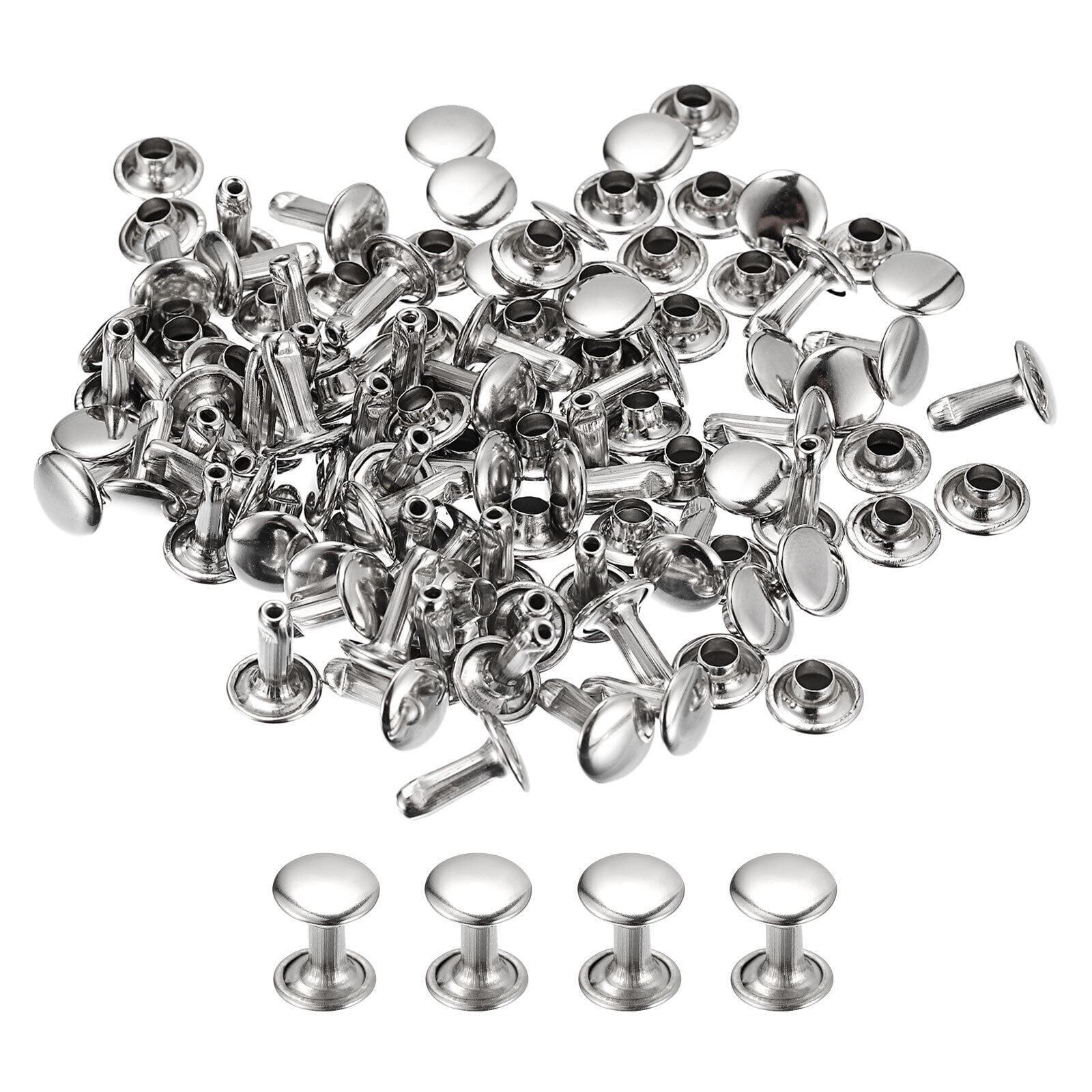 100 Sets Leather Rivets, 8mm Double Cap Rivets 10mm Height Studs ...