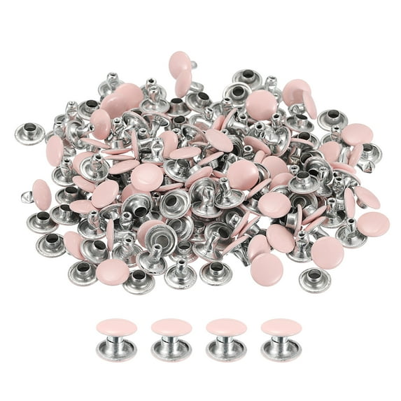 100 Sets Leather Rivets 8mm Double Cap Rivets 7mm Height Studs Pink