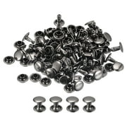 100 Sets Leather Rivets 8mm Double Cap Rivets 8mm Height Studs Gun-black
