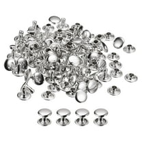 100 Sets Leather Rivets 9mm Double Cap Rivets 8mm Height Metal Studs Rivet, Silver Tone
