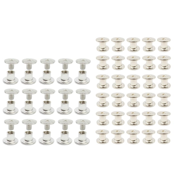 100 Sets M5 x 6mm Chicago Screws, Binding Screw Posts, Book Screws, Binding Barrels and Screws Assortment Kit, for Leather Saddles Purses Belt Repair, Nickel-Plated