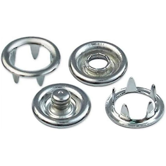 100 Sets - Open Ring Prong NO SEW SNAP Fasteners (400 Pieces) - Size 15 (3/8")