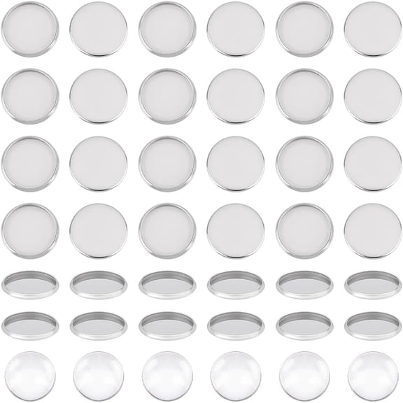 100 Sets Round Bezel Cups Flat Round Tray Settings 14mm Plain Edge Blank Bezel Pendant Trays Stainless Steel Cabochon Settings Metal Edge Bezel Cups for DIY Jewelry Making