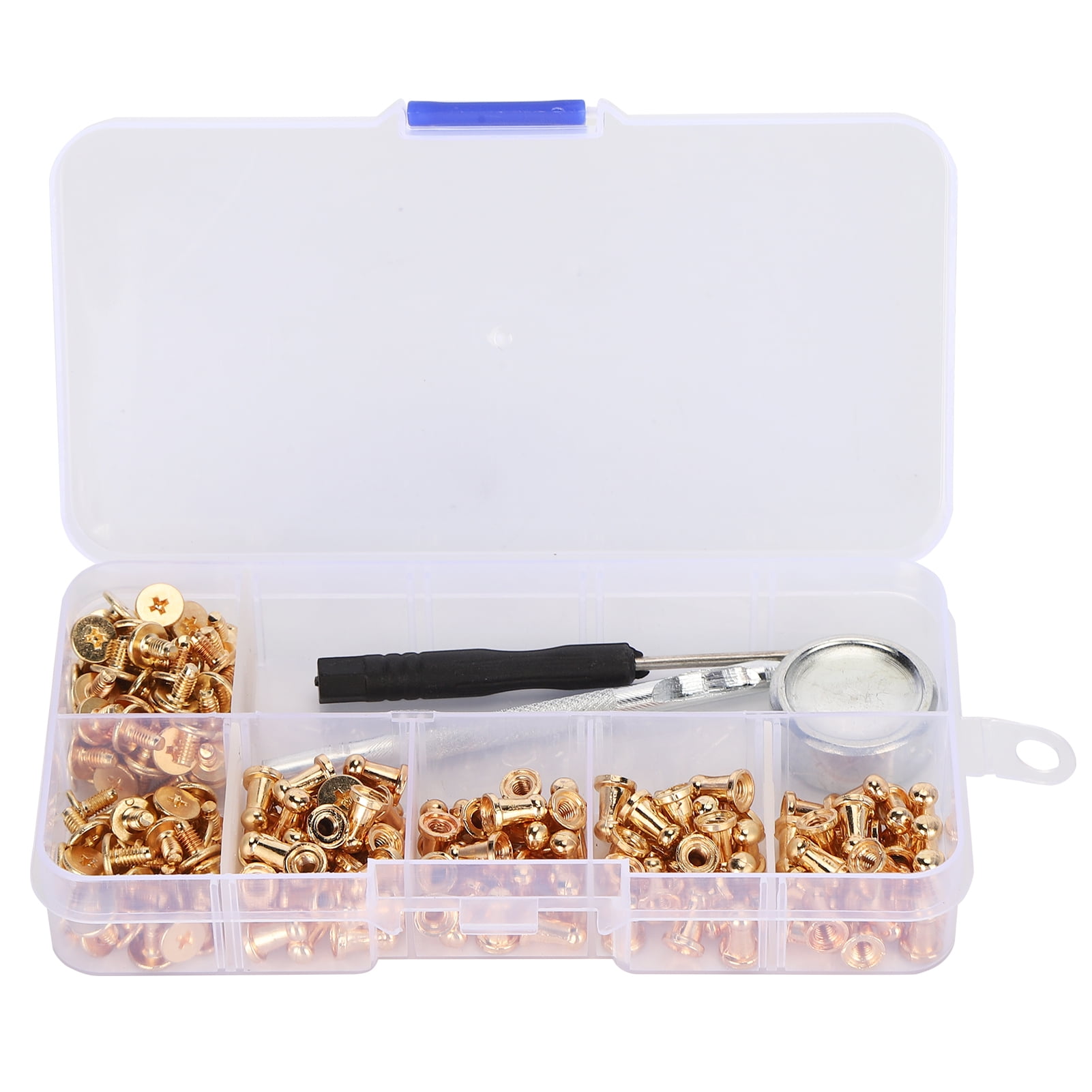 Sourcing Map Round Head Button Studs Screw 5mm Alloy Leather Rivets With Hollow Punch Screwdriver For Repair And Decorate Fabric Clothing Shoes Bags DIY, Bronze