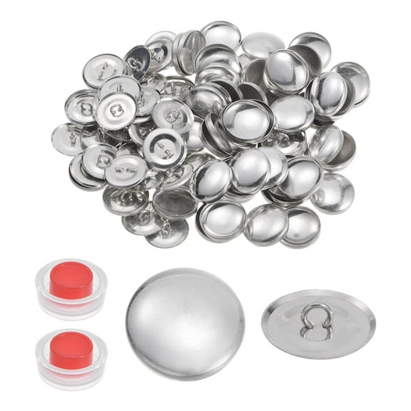 100 Sets Self Cover Button Kit 23mm Metal Aluminum Button with 2 Tools