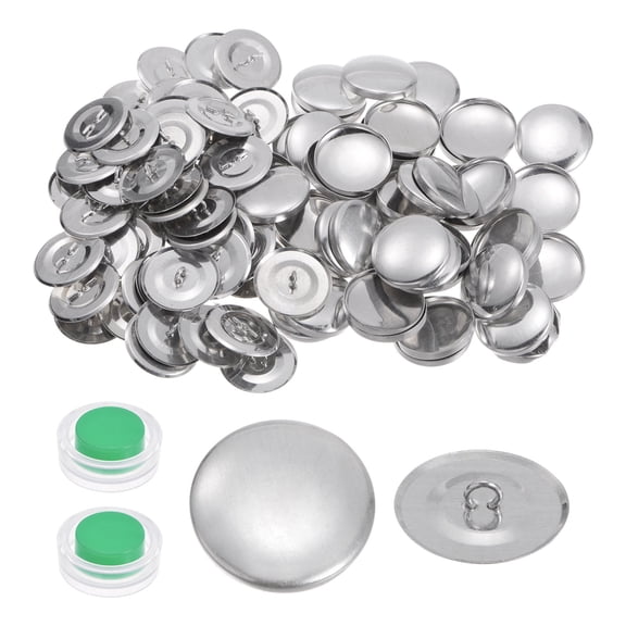 100 Sets Self Cover Button Kit 28mm Metal Aluminum Button with 2 Tools