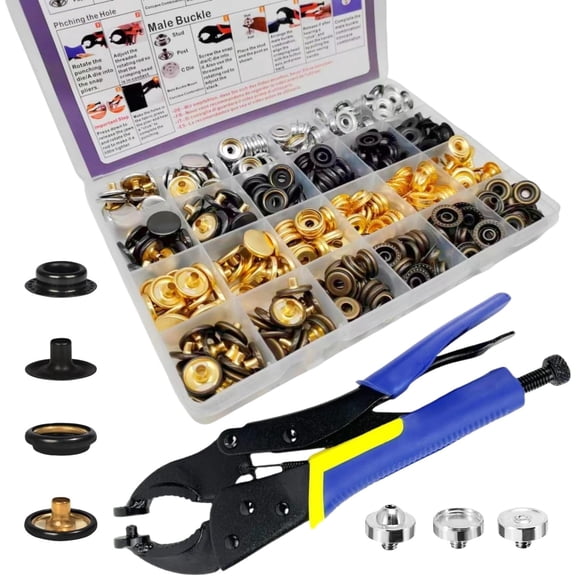100 Sets Snap Buttons,Heavy Duty Snap Fasteners Kit 15mm Metal Snaps Canvas Snaps,Press Stud for Clothing Leather Boat Cover Fabric