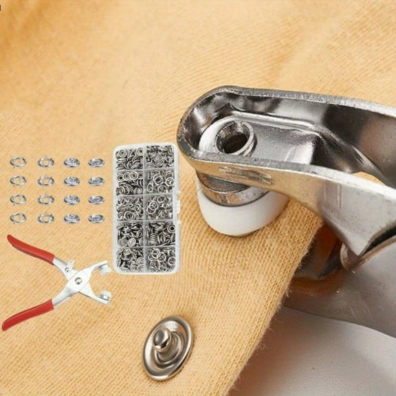 100 Sets Snap Fasteners Kit Tool,9.5mm Metal Snap Buttons Rings With Fastener Pliers Press Tool Kit For For Sewing And Crafting,
