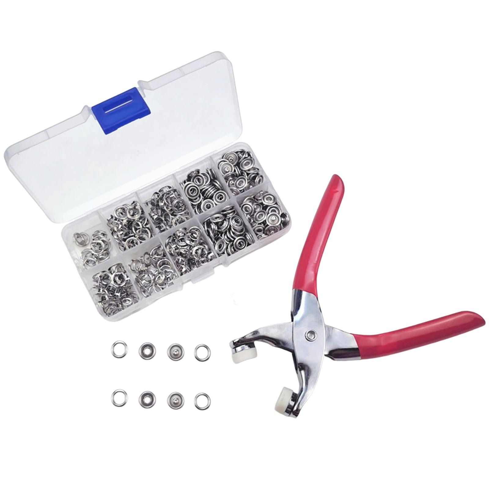 100 Sets Snaps Buttons with Fastener Pliers Press Studs Hollow Solid Prong 9.5mm for Clothing Hats Crafting Sewing Jeans