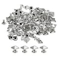 thumbnail image 1 of 100 Sets Spike Rivet 7mm Pyramid Rapid Rivet Studs Square Spikes Silver Tone, 1 of 6