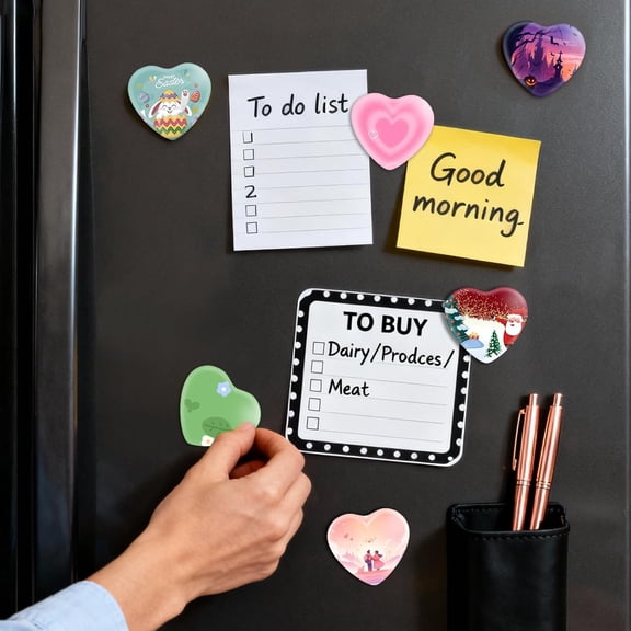 100 Sets of Heart Button Maker Supplies, Heart-Shaped Magnets, Metal Blank Button Refills for Pin Making Machine, Blank Papers, Crafts Kit