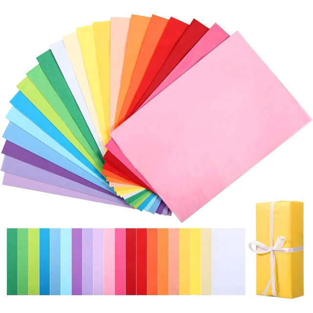 100 Sheet 20 Assorted Tissue Paper for Gift Wrapping Rainbow Colored