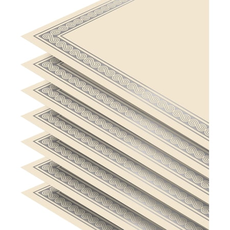 100 Sheet Award Certificate Paper, Silver Foil Metallic Border, Ivory Letter Size Blank Paper, Diploma Certificates, Laser and Inkjet Printer Friendly, 8.5 x 11 Inches