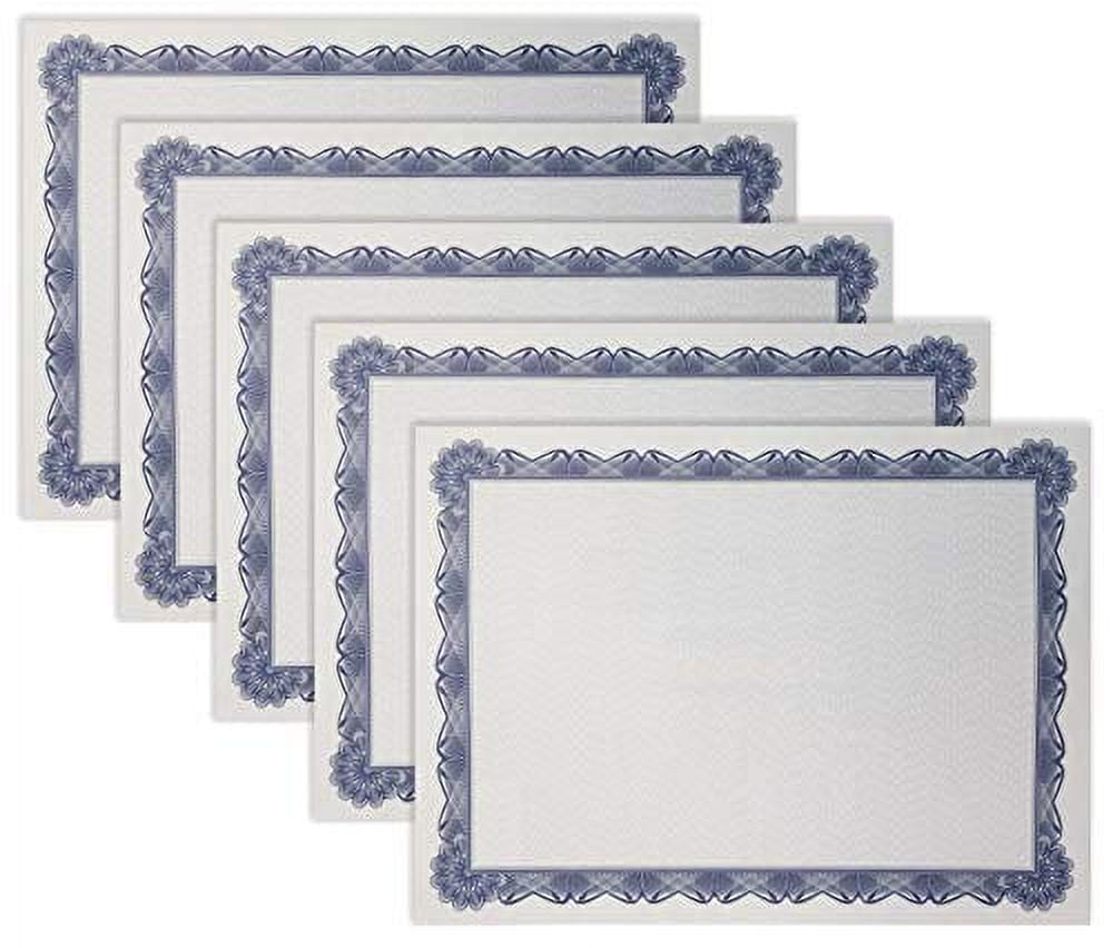 Buy 96 Pack Award Certificate Paper with Navy Blue Floral Border
