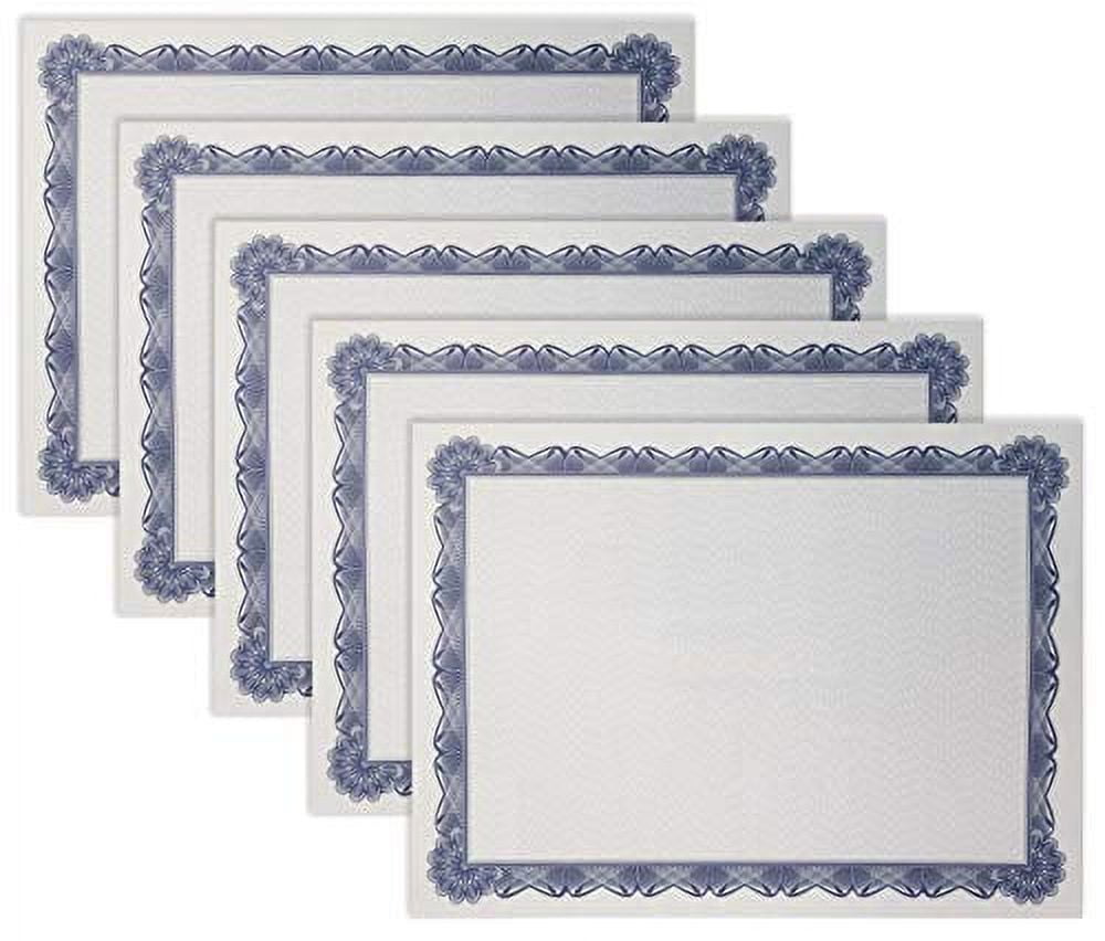 100 Sheet Certificate Paper, Blue Border, Letter Size Blank Paper, by Better Office Products, Specialty Award/Diploma Certificate Paper, Laser and Inkjet Printer Friendly, 8.5 x 11 Inches, 100 Count