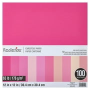 100 Sheets 12” x 12” Pink Palette Cardstock Paper by Recollections - Acid and Lignin Free Paper for Scrapbooks, Arts & Crafts - 1 Pack
