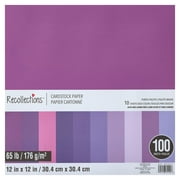 100 Sheets 12” x 12” Purple Palette Cardstock Paper by Recollections - Acid and Lignin Free Paper for Scrapbooks - Arts & Crafts - 1 Pack
